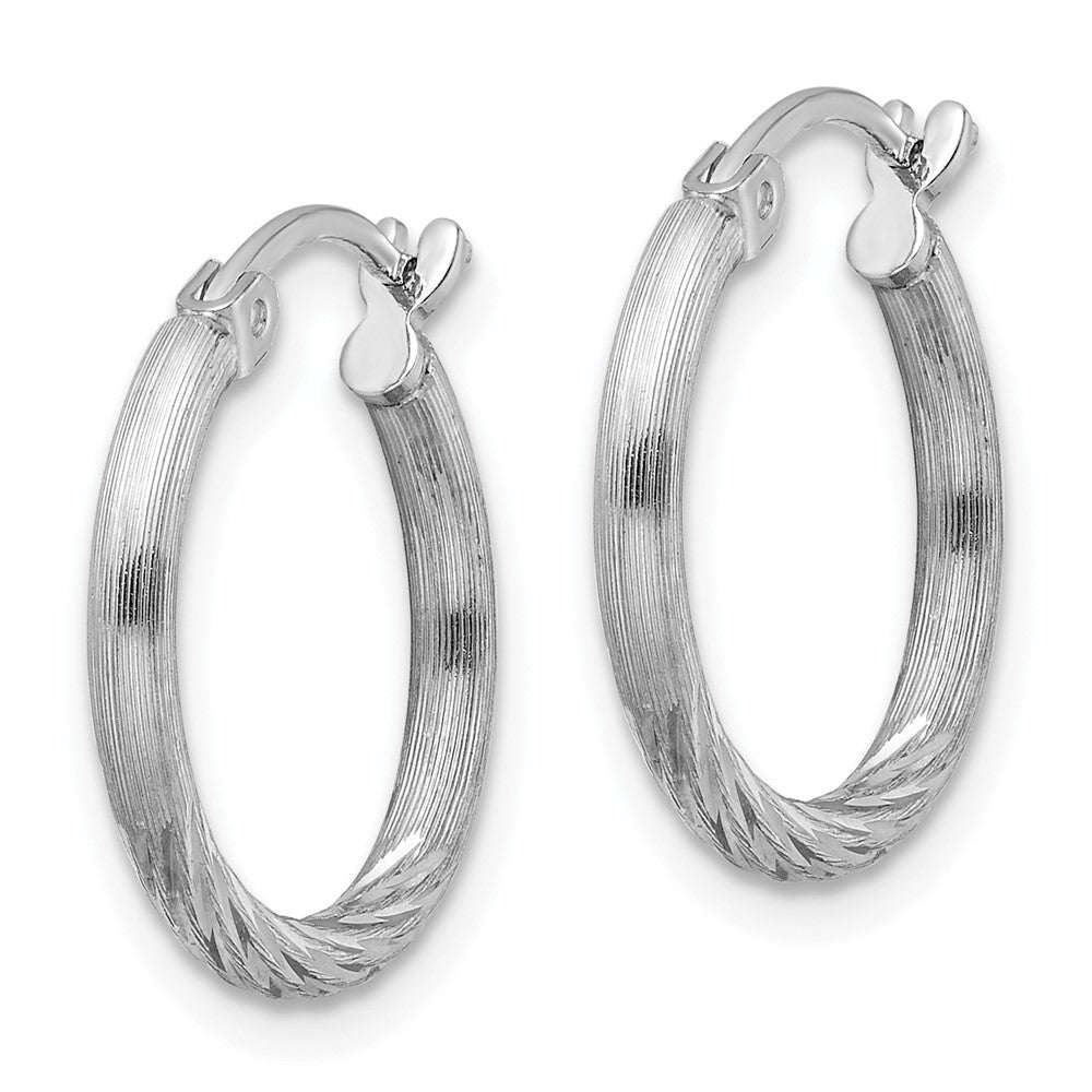 Sterlingsilber Rhodiniert 2mm Poliert/satin Diamantiert Creolen