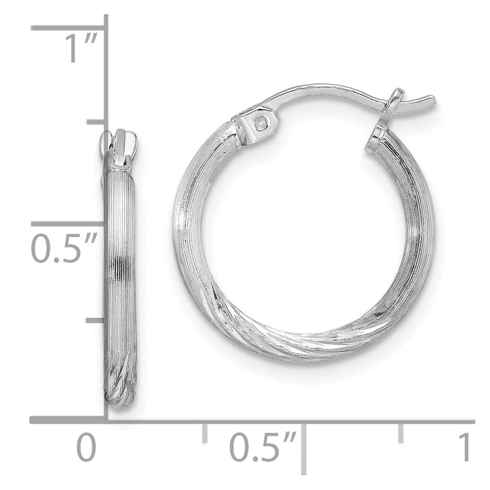 Sterlingsilber Rhodiniert 2mm Poliert/satin Diamantiert Creolen