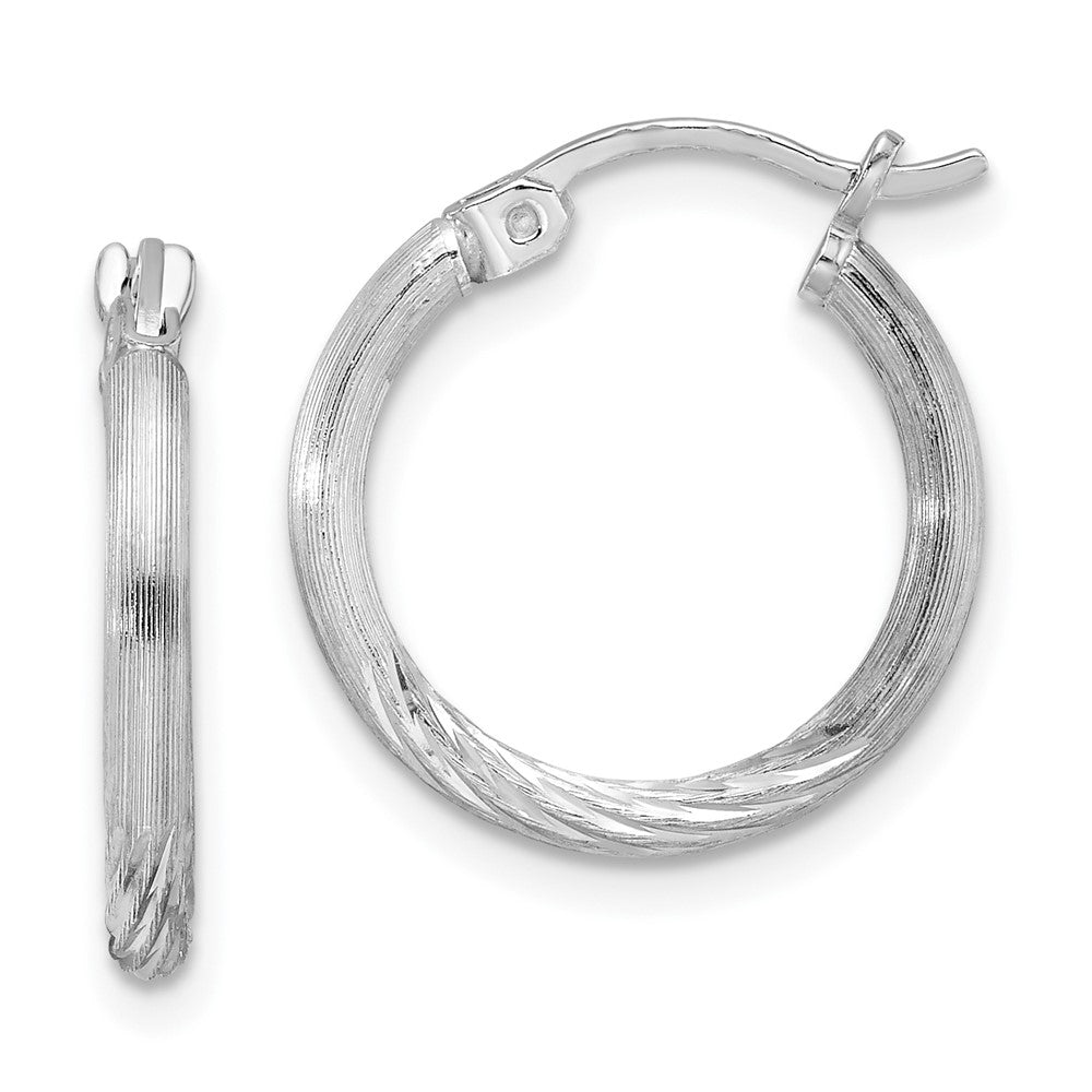 Sterlingsilber Rhodiniert 2mm Poliert/satin Diamantiert Creolen