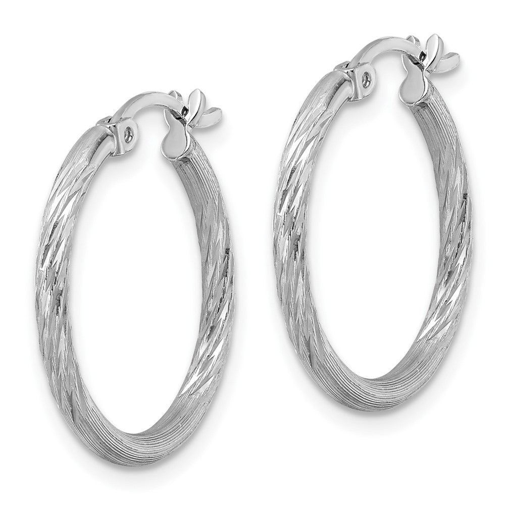 Sterlingsilber Rhodiniert 2mm Poliert/satin Diamantiert Creolen
