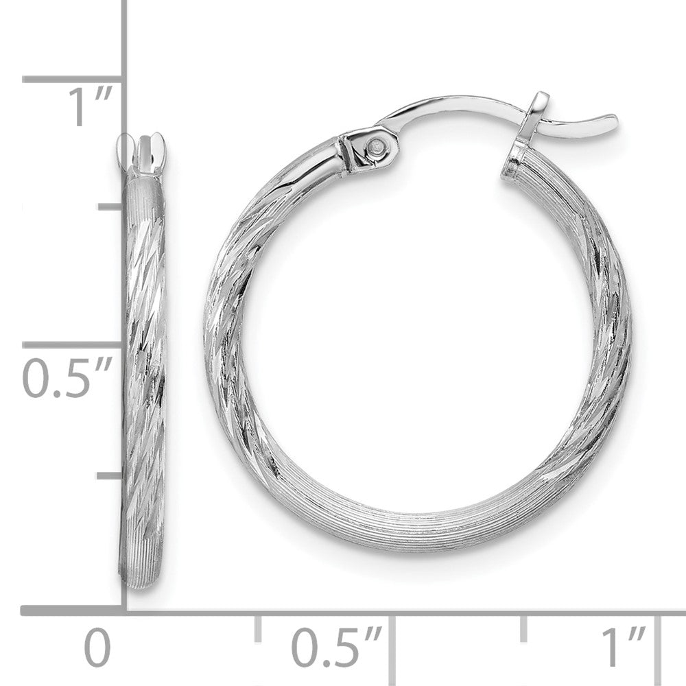 Sterlingsilber Rhodiniert 2mm Poliert/satin Diamantiert Creolen