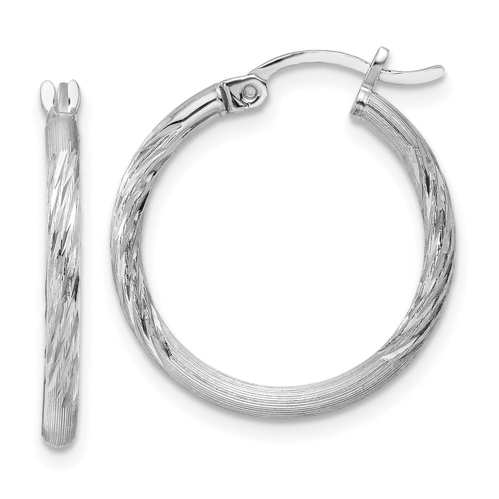 Sterlingsilber Rhodiniert 2mm Poliert/satin Diamantiert Creolen