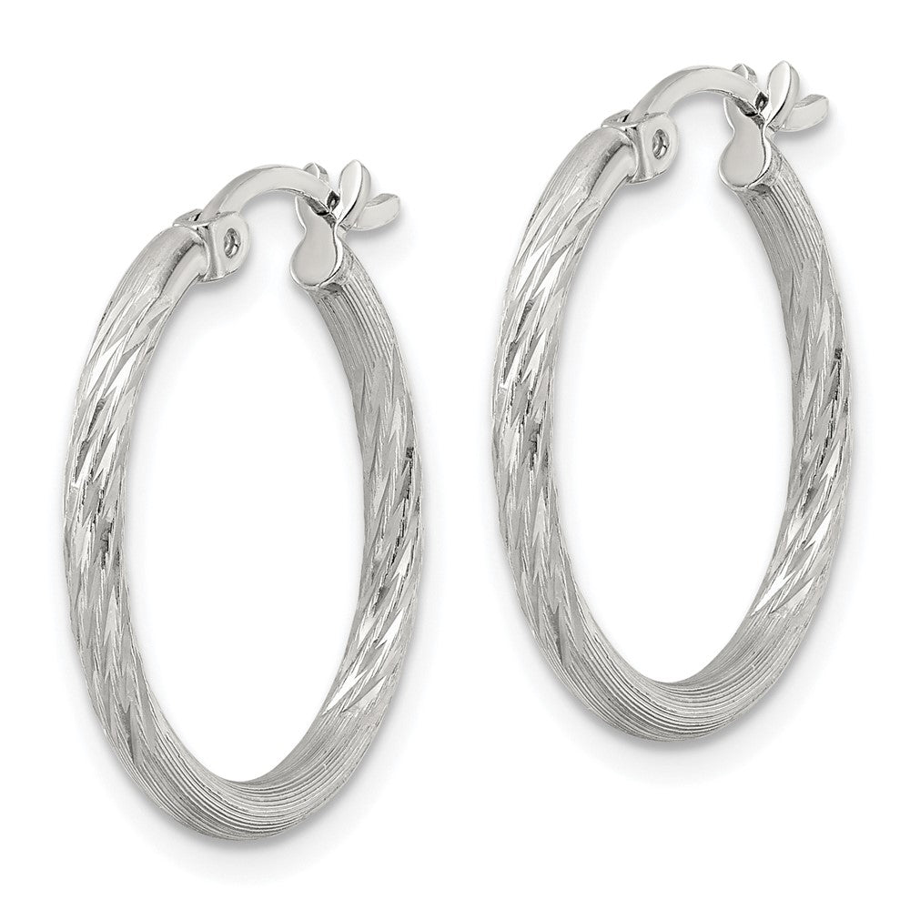 Sterlingsilber 2mm Poliert/satin Diamantiert Creolen