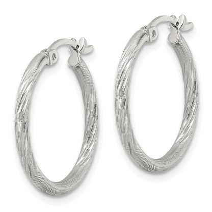 Sterlingsilber 2mm Poliert/satin Diamantiert Creolen
