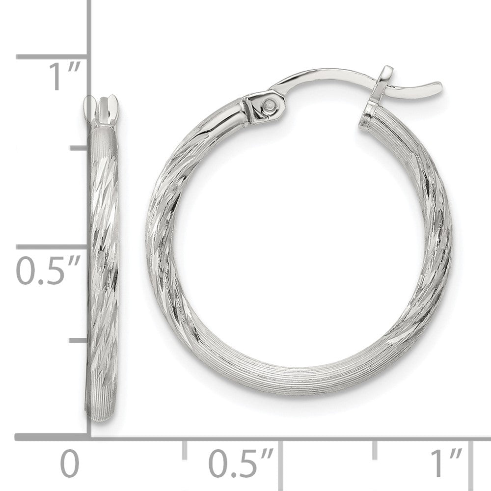 Sterlingsilber 2mm Poliert/satin Diamantiert Creolen
