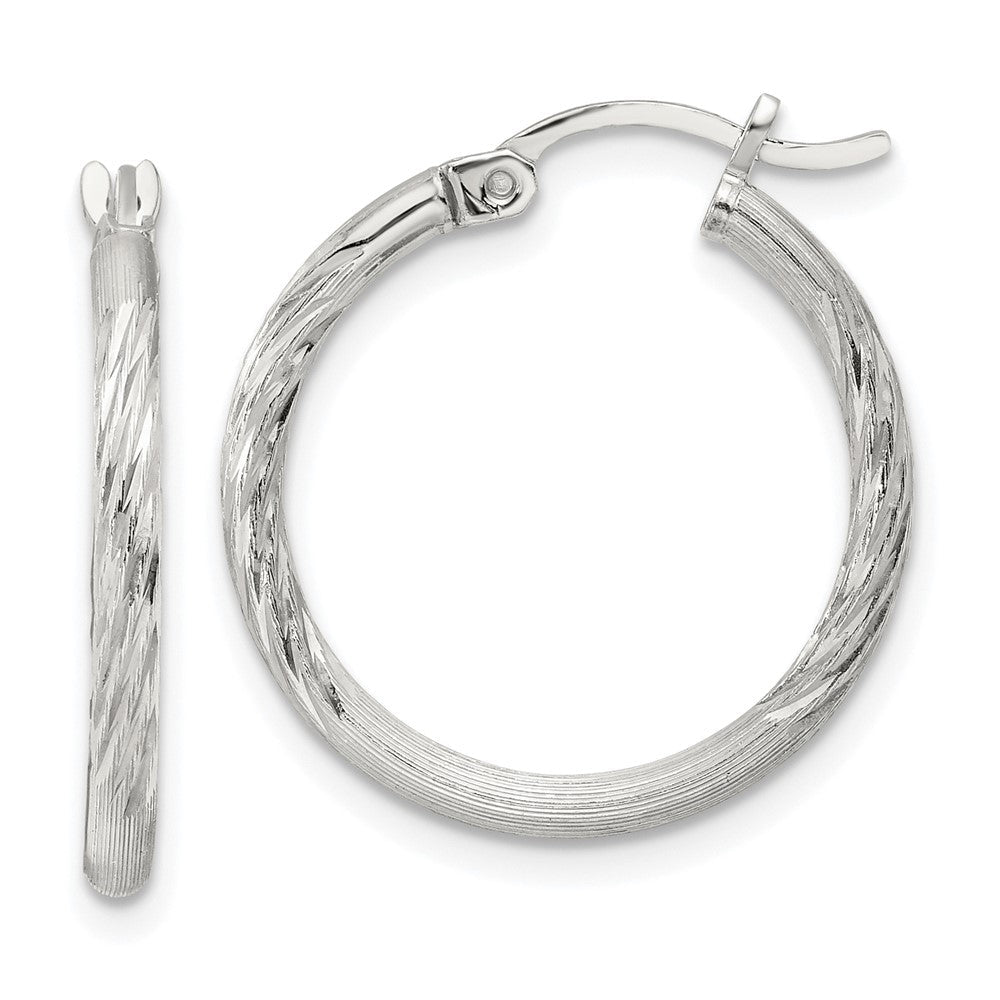 Sterlingsilber 2mm Poliert/satin Diamantiert Creolen