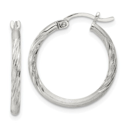 Sterlingsilber 2mm Poliert/satin Diamantiert Creolen