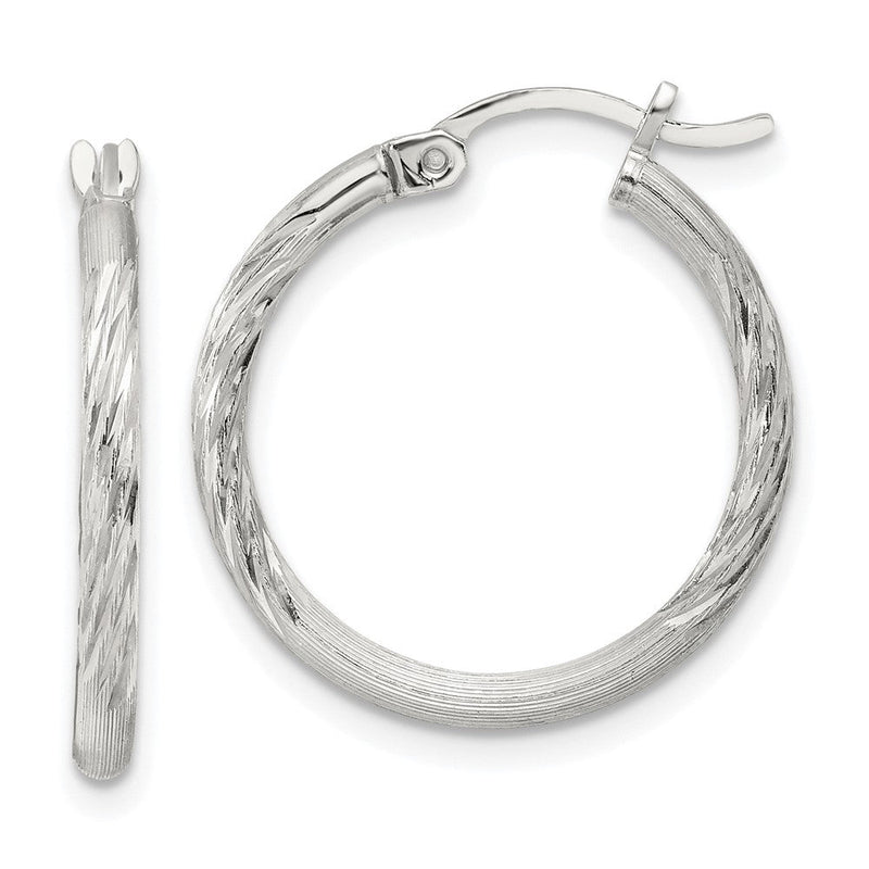 Sterlingsilber 2mm Poliert/satin Diamantiert Creolen