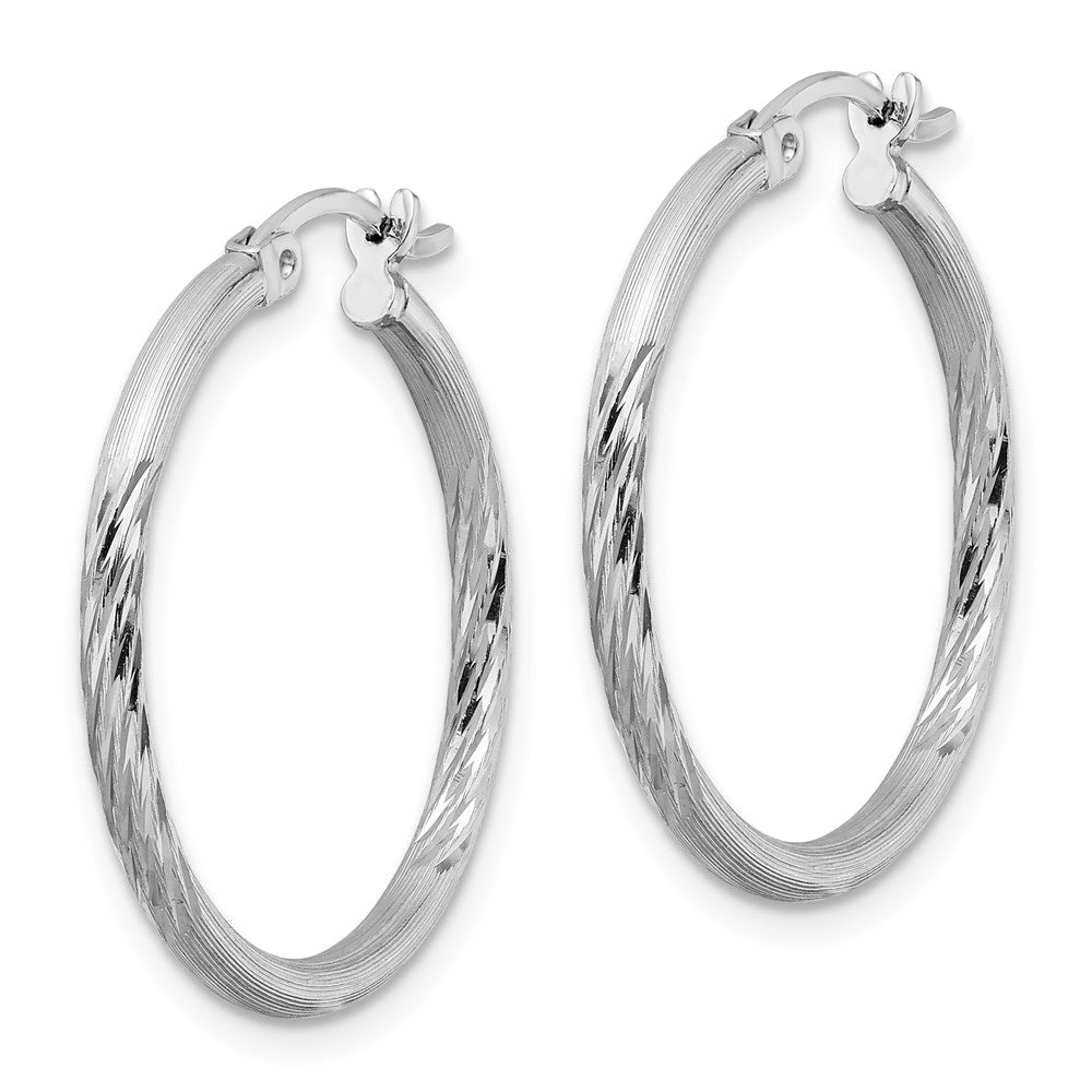 Sterlingsilber Rhodiniert 2mm Poliert/satin Diamantiert Creolen