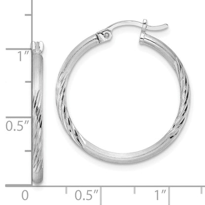 Sterlingsilber Rhodiniert 2mm Poliert/satin Diamantiert Creolen