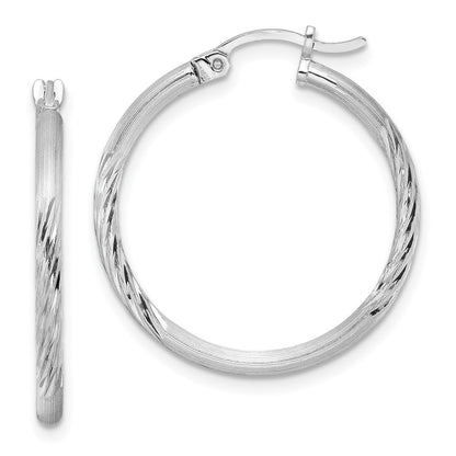 Sterlingsilber Rhodiniert 2mm Poliert/satin Diamantiert Creolen