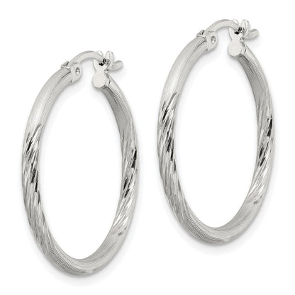 Sterlingsilber 2mm Poliert/satin Diamantiert Creolen
