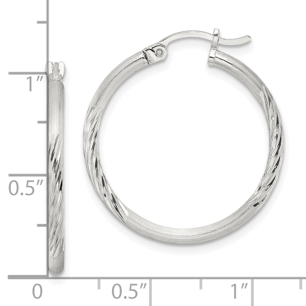 Sterlingsilber 2mm Poliert/satin Diamantiert Creolen