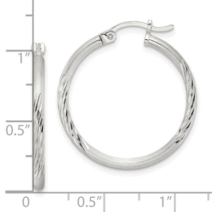 Sterlingsilber 2mm Poliert/satin Diamantiert Creolen
