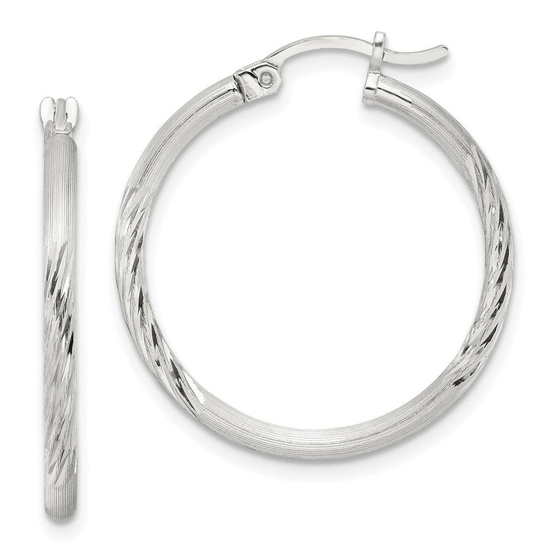 Sterlingsilber 2mm Poliert/satin Diamantiert Creolen
