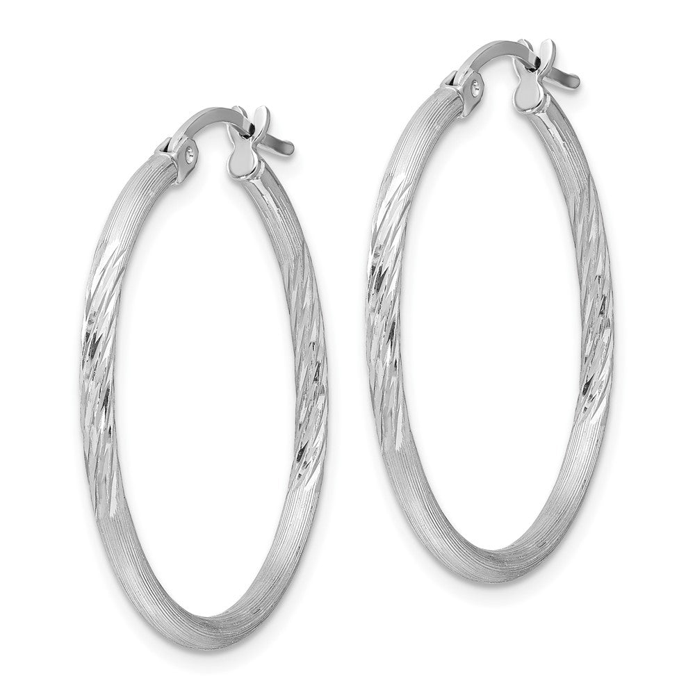 Sterlingsilber Rhodiniert 2mm Poliert/satin Diamantiert Creolen