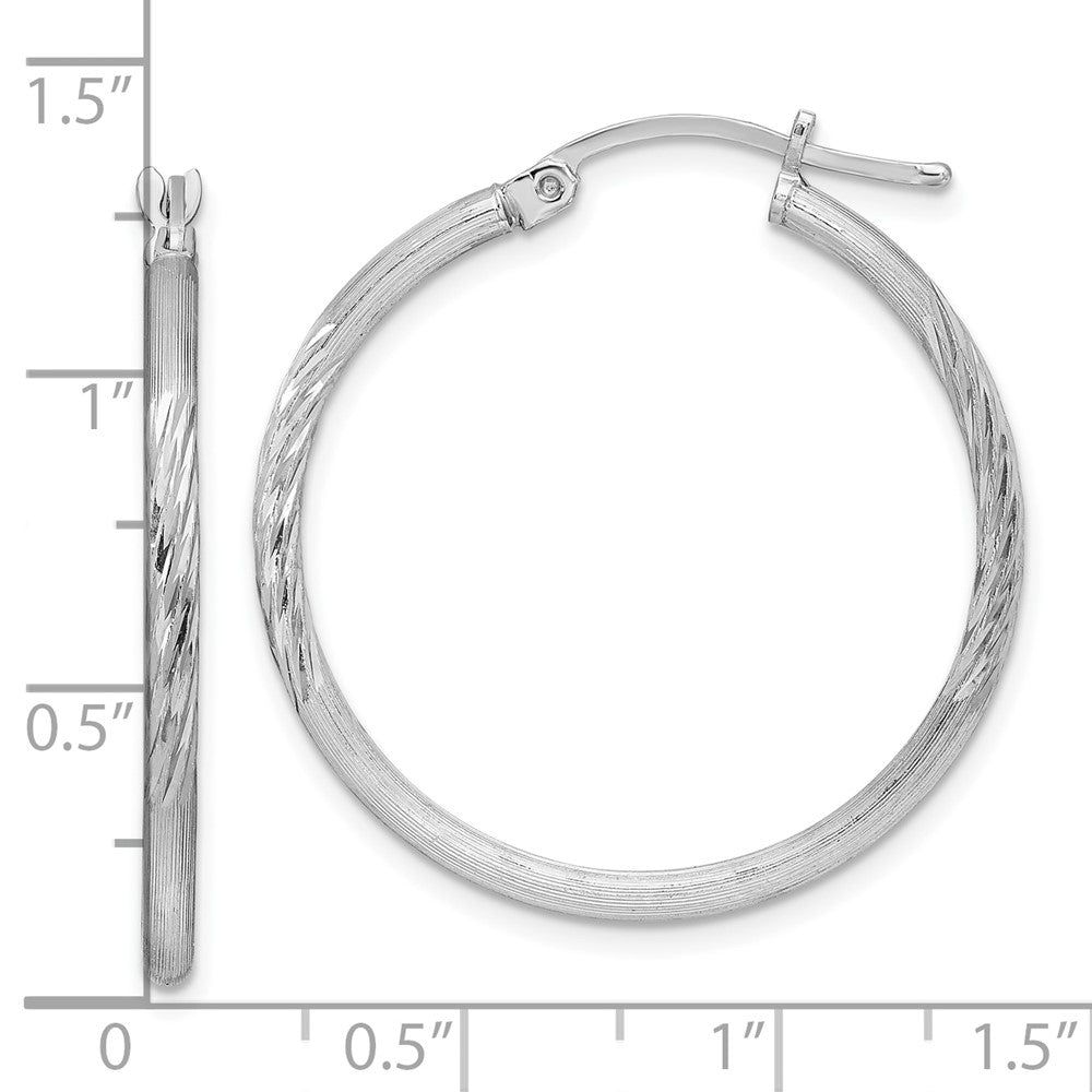 Sterlingsilber Rhodiniert 2mm Poliert/satin Diamantiert Creolen