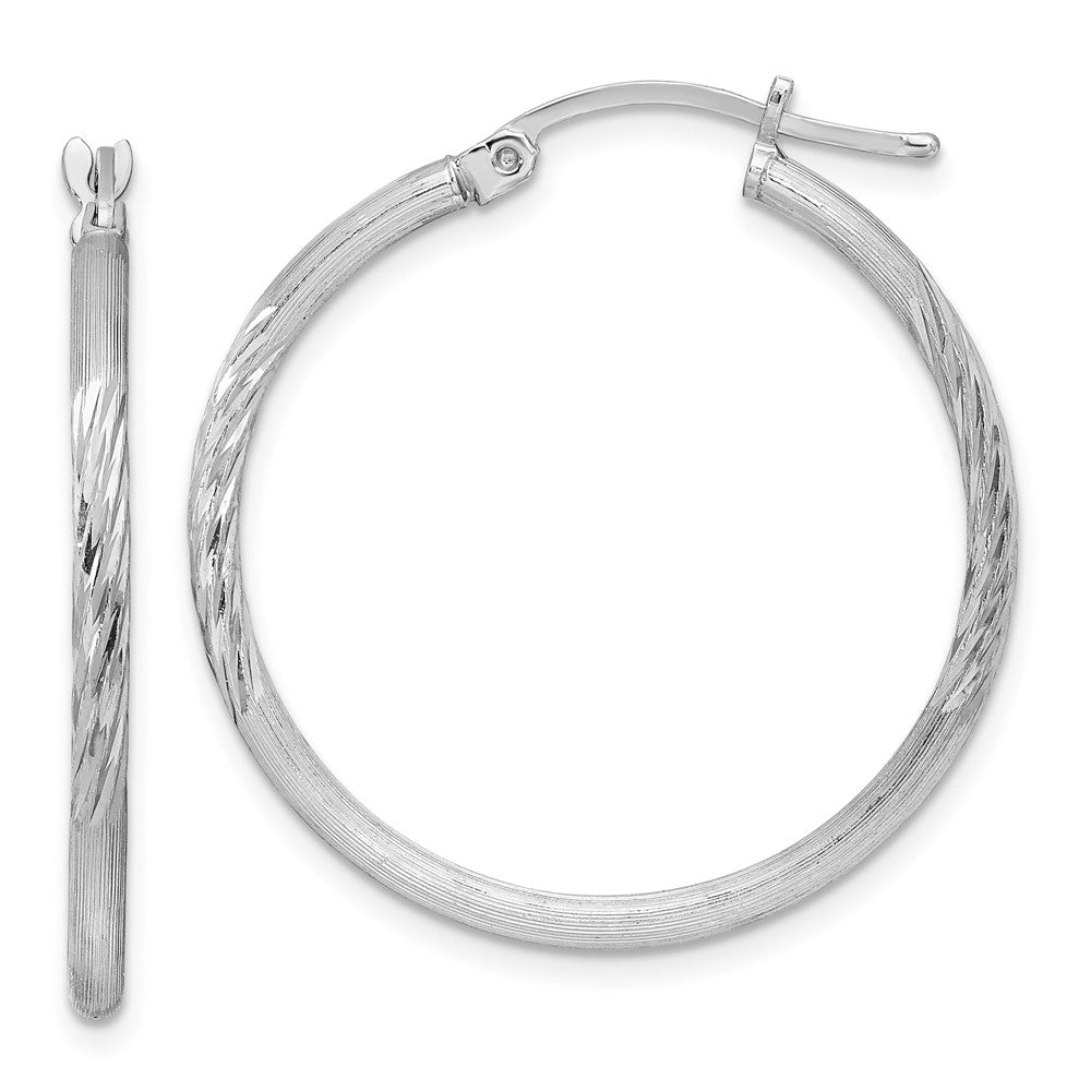 Sterlingsilber Rhodiniert 2mm Poliert/satin Diamantiert Creolen