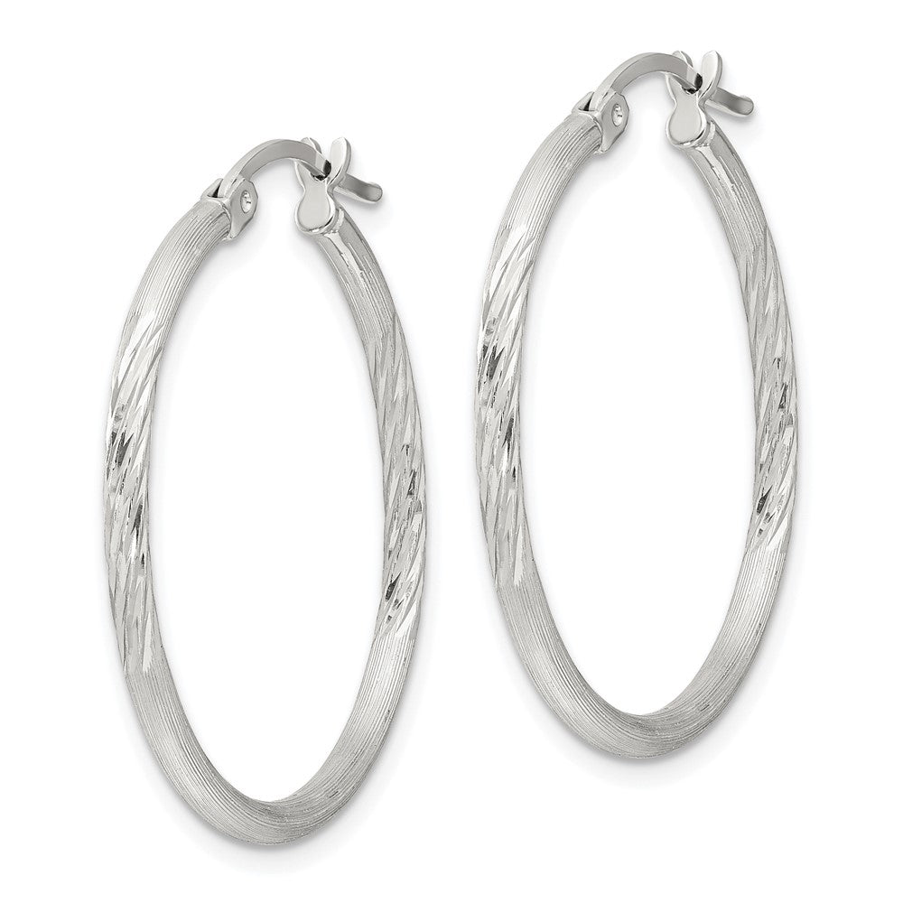 Sterlingsilber 2mm Poliert/satin Diamantiert Creolen