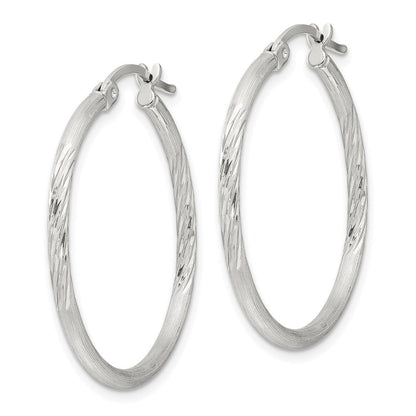 Sterlingsilber 2mm Poliert/satin Diamantiert Creolen
