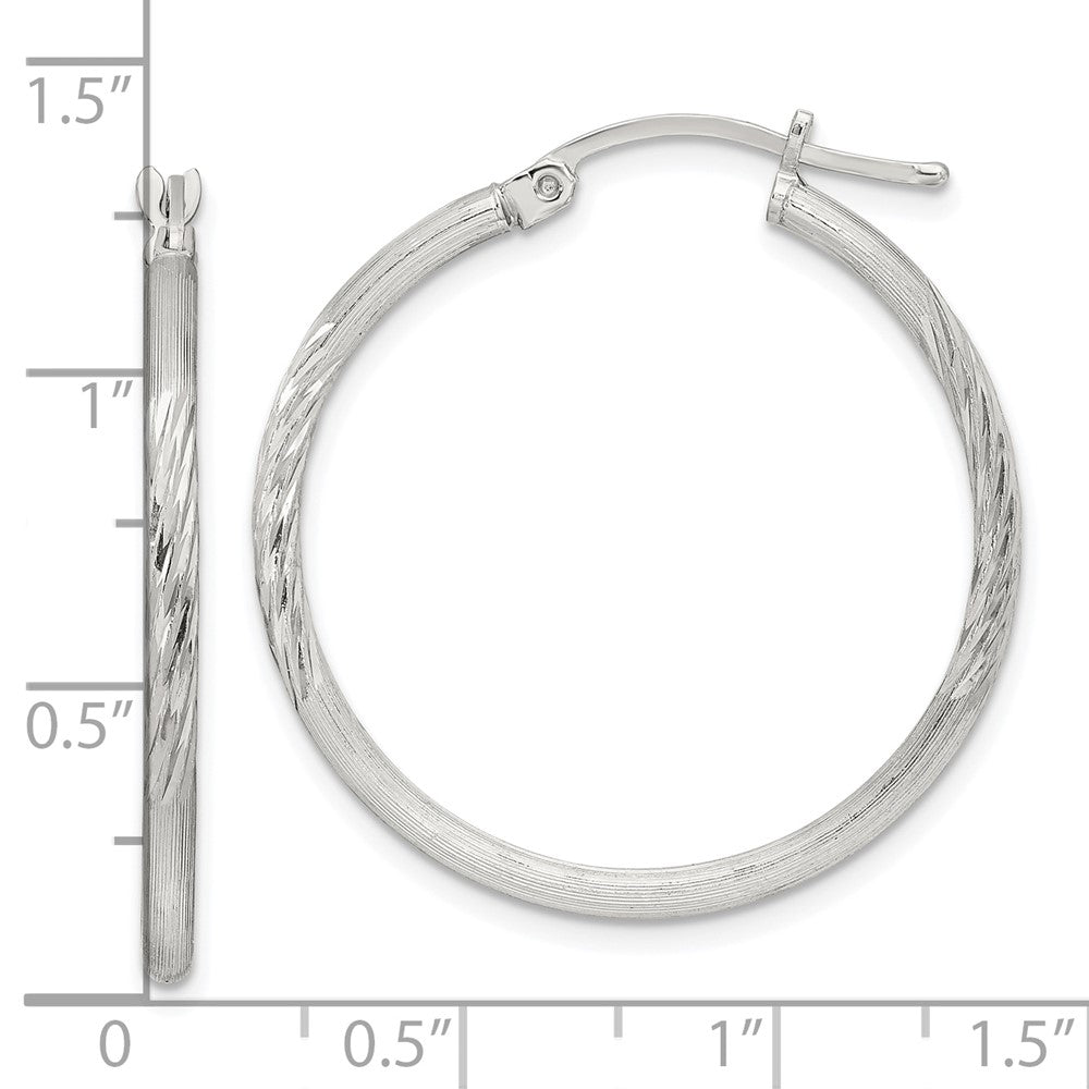 Sterlingsilber 2mm Poliert/satin Diamantiert Creolen