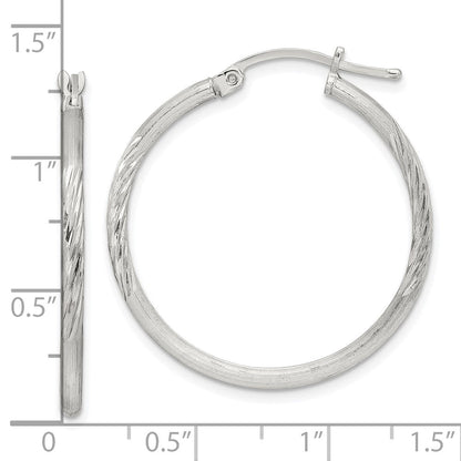 Sterlingsilber 2mm Poliert/satin Diamantiert Creolen