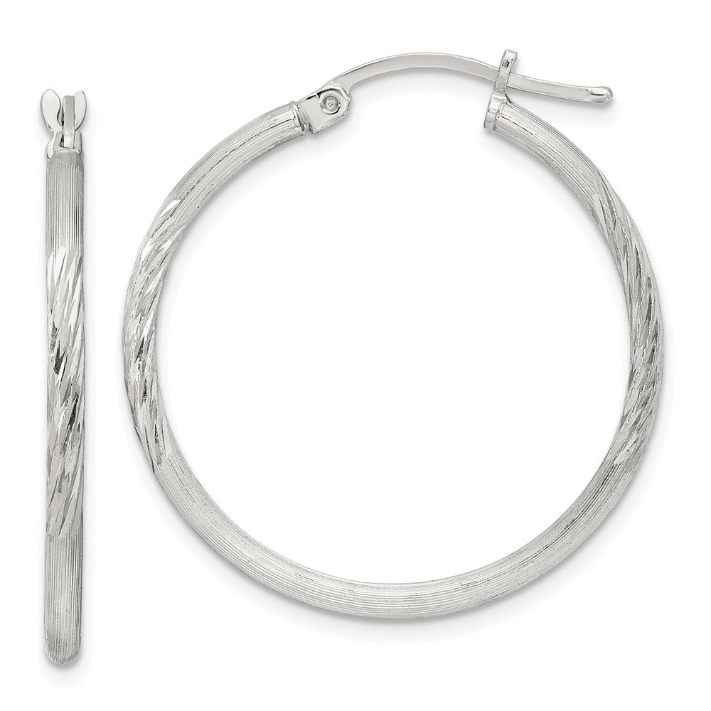 Sterlingsilber 2mm Poliert/satin Diamantiert Creolen