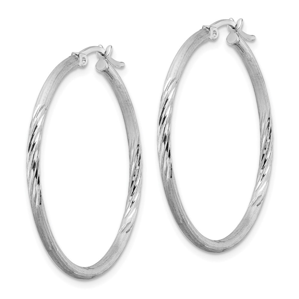 Sterlingsilber Rhodiniert 2mm Poliert/satin Diamantiert Creolen