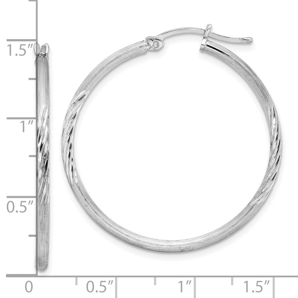 Sterlingsilber Rhodiniert 2mm Poliert/satin Diamantiert Creolen