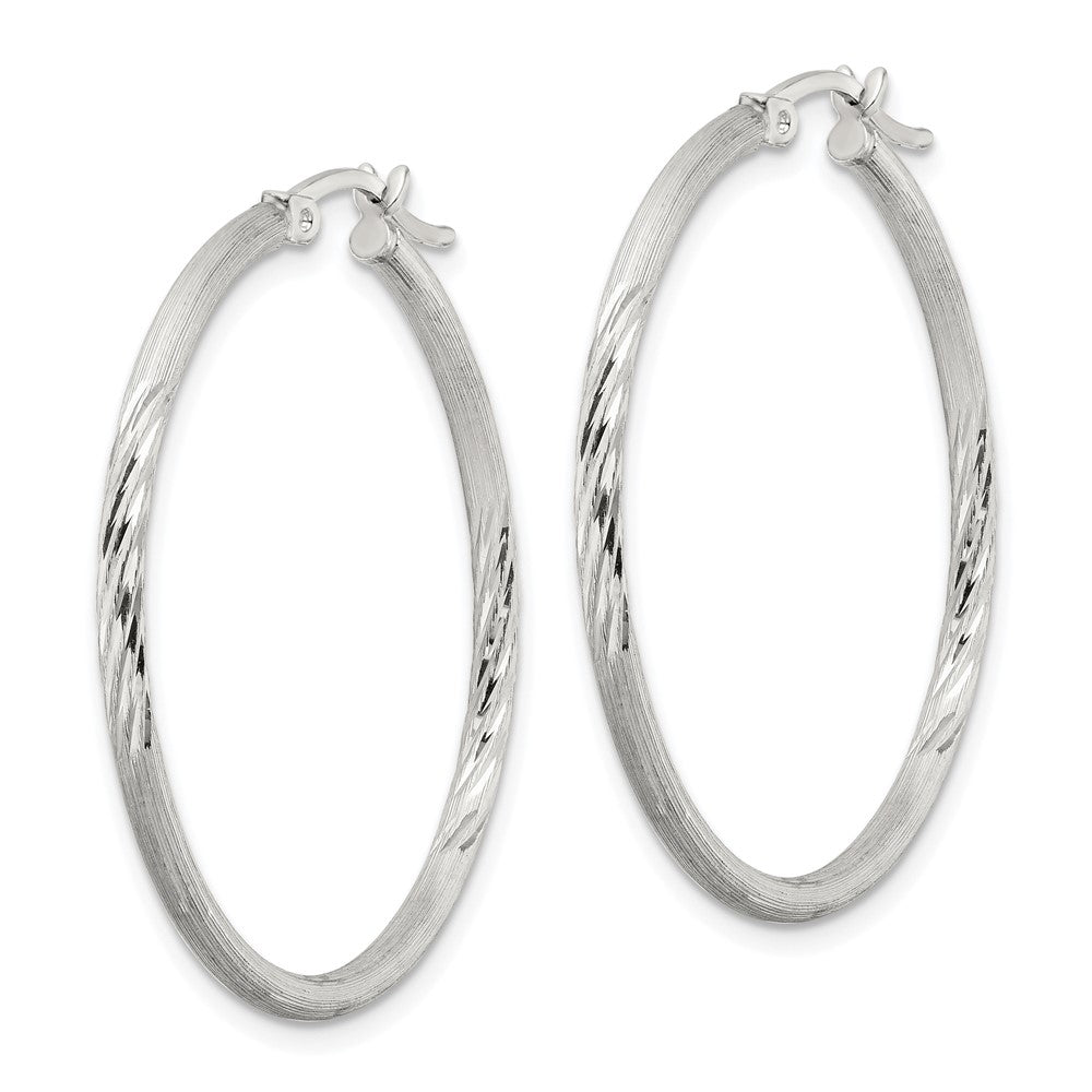 Sterlingsilber 2mm Poliert/satin Diamantiert Creolen