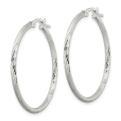 Sterlingsilber 2mm Poliert/satin Diamantiert Creolen
