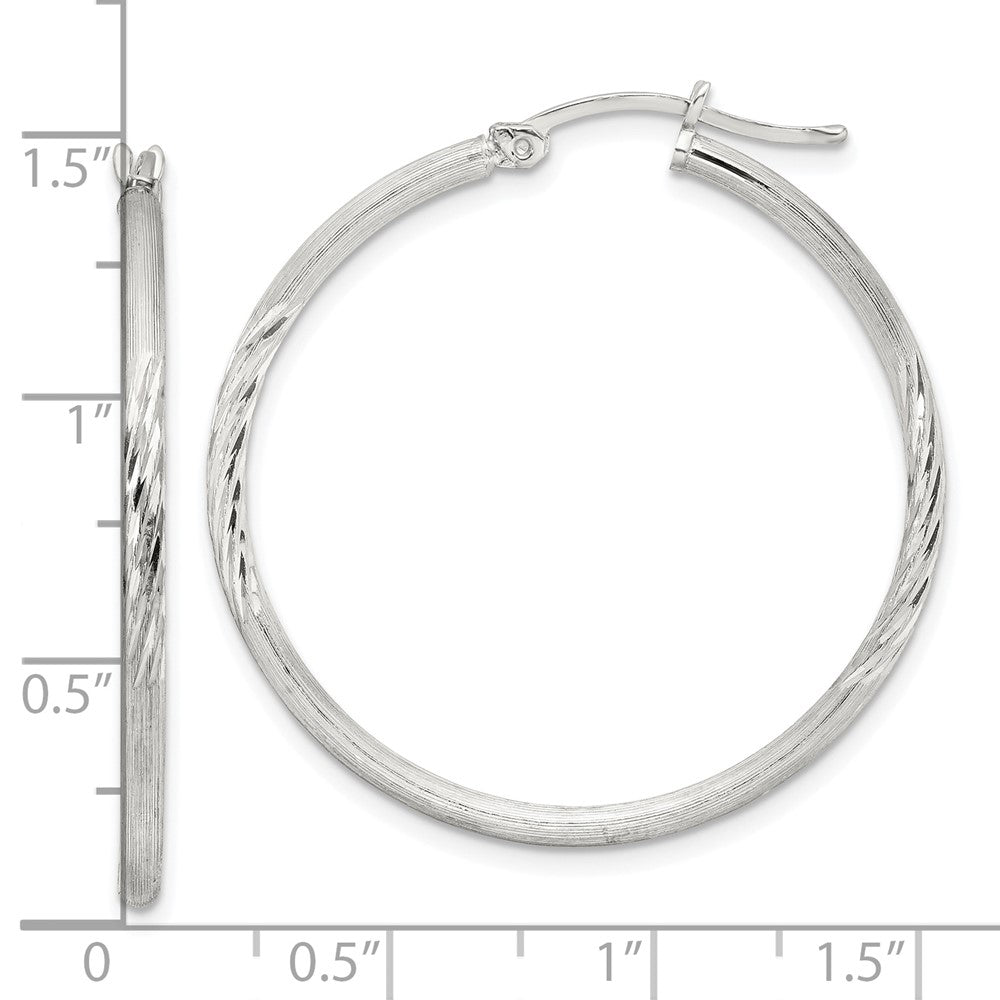 Sterlingsilber 2mm Poliert/satin Diamantiert Creolen