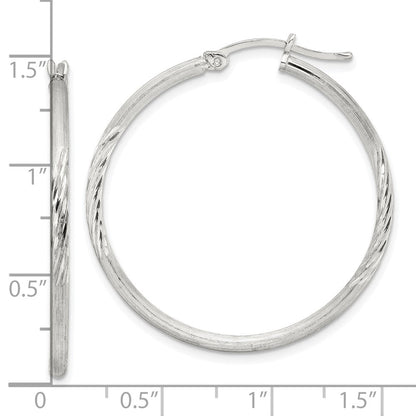 Sterlingsilber 2mm Poliert/satin Diamantiert Creolen