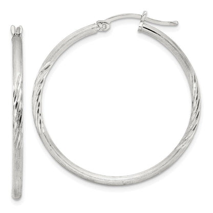 Sterlingsilber 2mm Poliert/satin Diamantiert Creolen