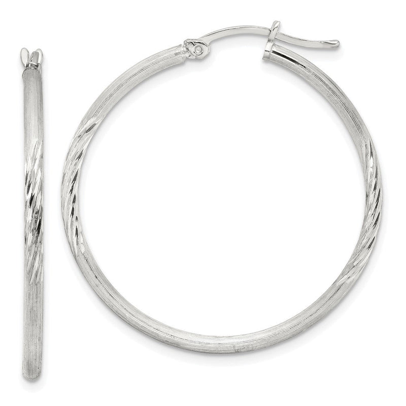 Sterlingsilber 2mm Poliert/satin Diamantiert Creolen