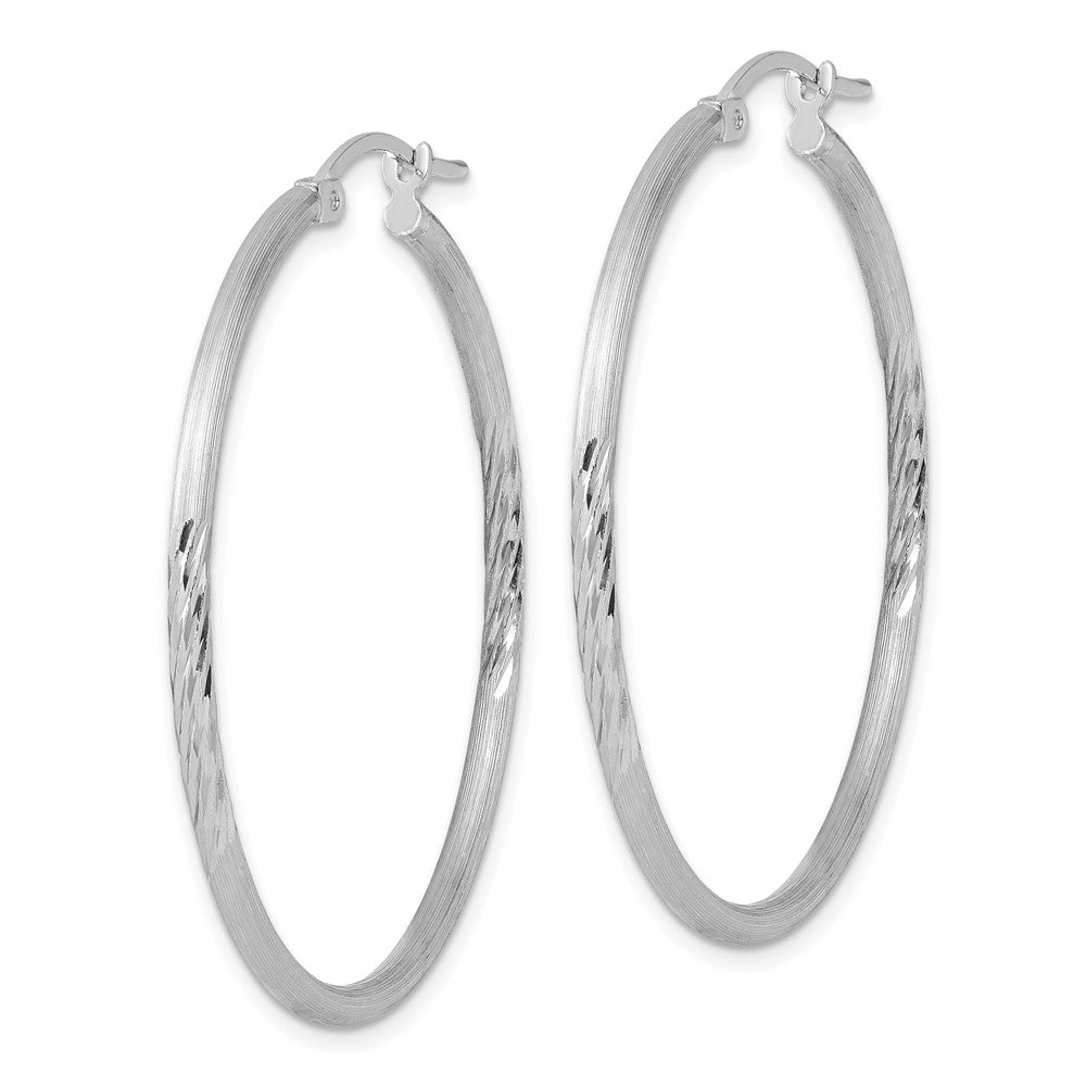 Sterlingsilber Rhodiniert 2mm Poliert/satin Diamantiert Creolen