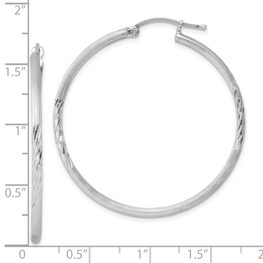 Sterlingsilber Rhodiniert 2mm Poliert/satin Diamantiert Creolen