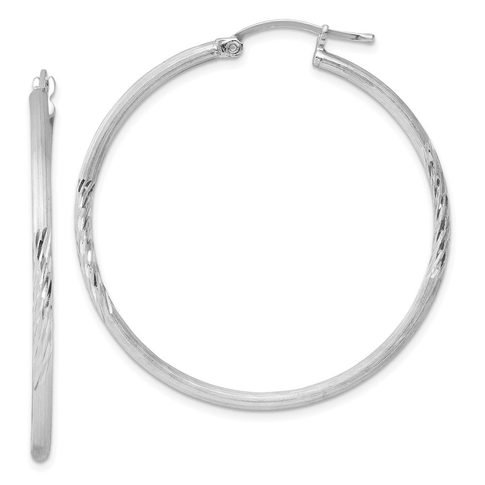 Sterlingsilber Rhodiniert 2mm Poliert/satin Diamantiert Creolen