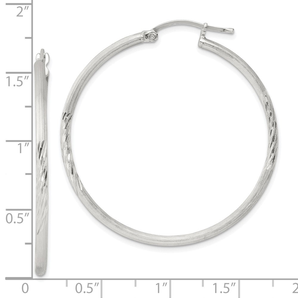 Sterlingsilber 2mm Poliert/satin Diamantiert Creolen
