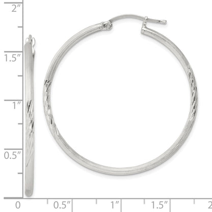Sterlingsilber 2mm Poliert/satin Diamantiert Creolen