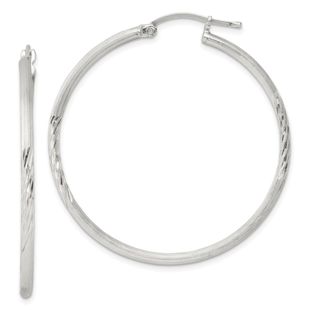 Sterlingsilber 2mm Poliert/satin Diamantiert Creolen