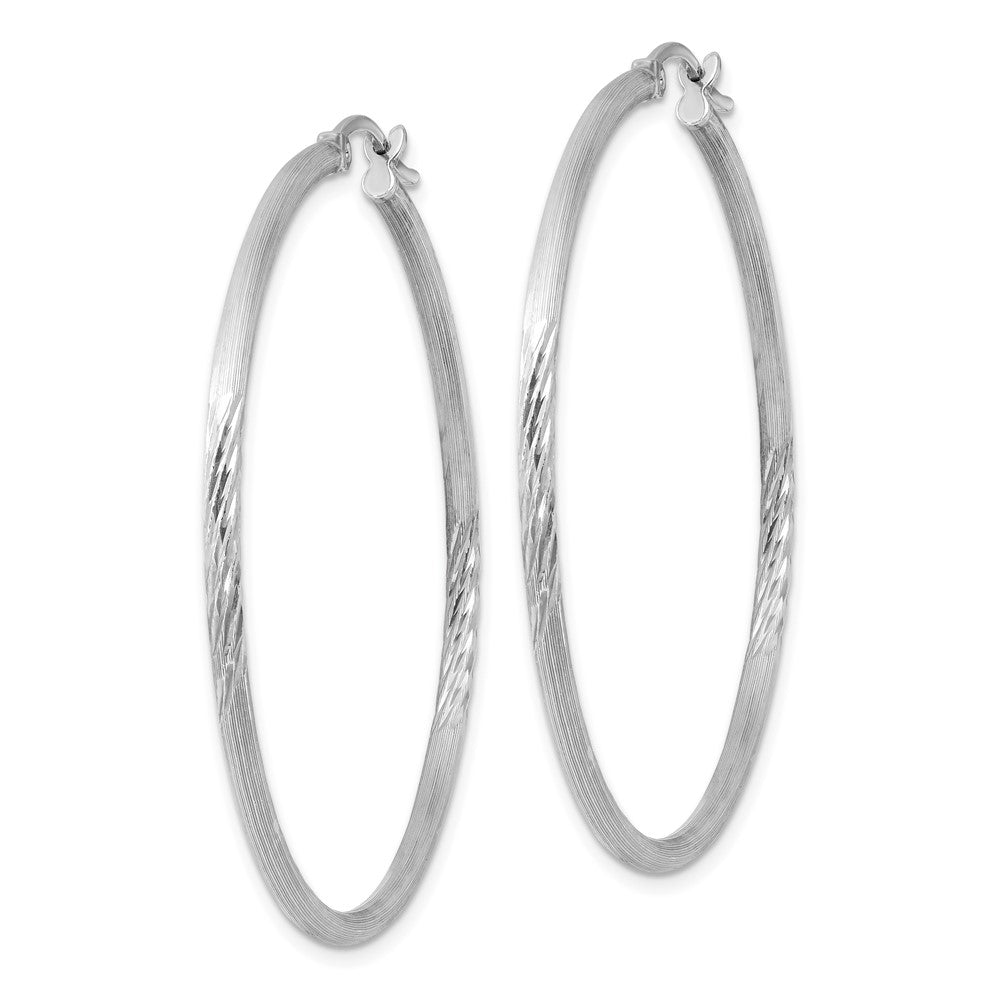Sterlingsilber Rhodiniert 2mm Poliert/satin Diamantiert Creolen