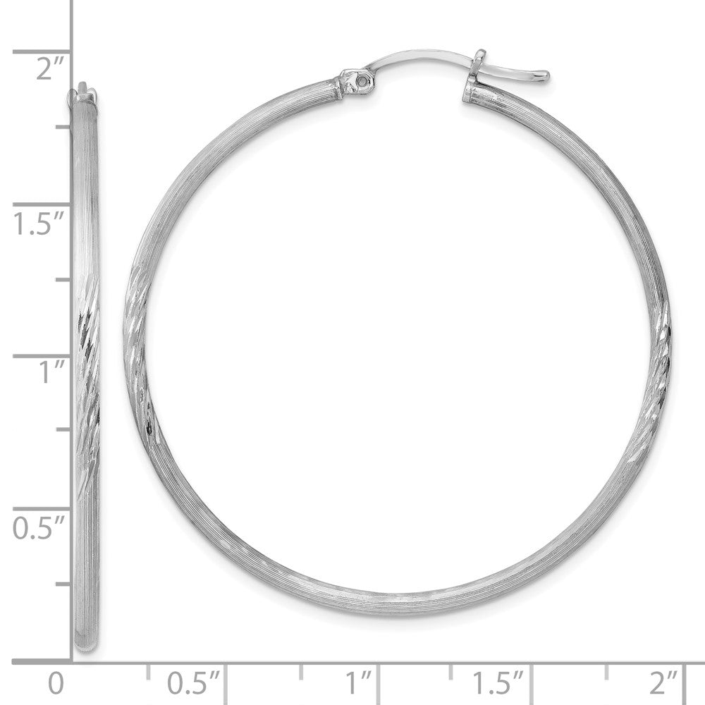 Sterlingsilber Rhodiniert 2mm Poliert/satin Diamantiert Creolen