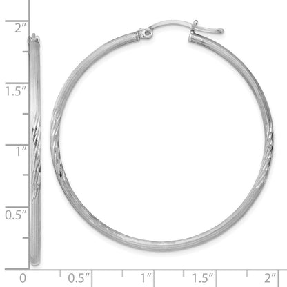 Sterlingsilber Rhodiniert 2mm Poliert/satin Diamantiert Creolen