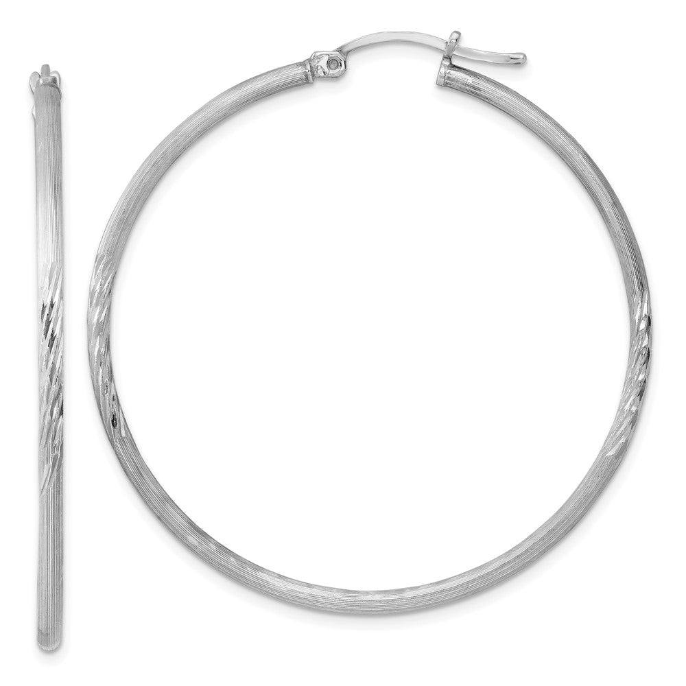 Sterlingsilber Rhodiniert 2mm Poliert/satin Diamantiert Creolen
