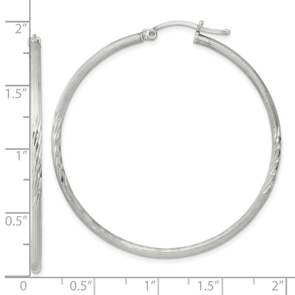 Sterlingsilber 2mm Poliert/satin Diamantiert Creolen