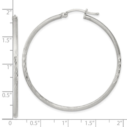 Sterlingsilber 2mm Poliert/satin Diamantiert Creolen