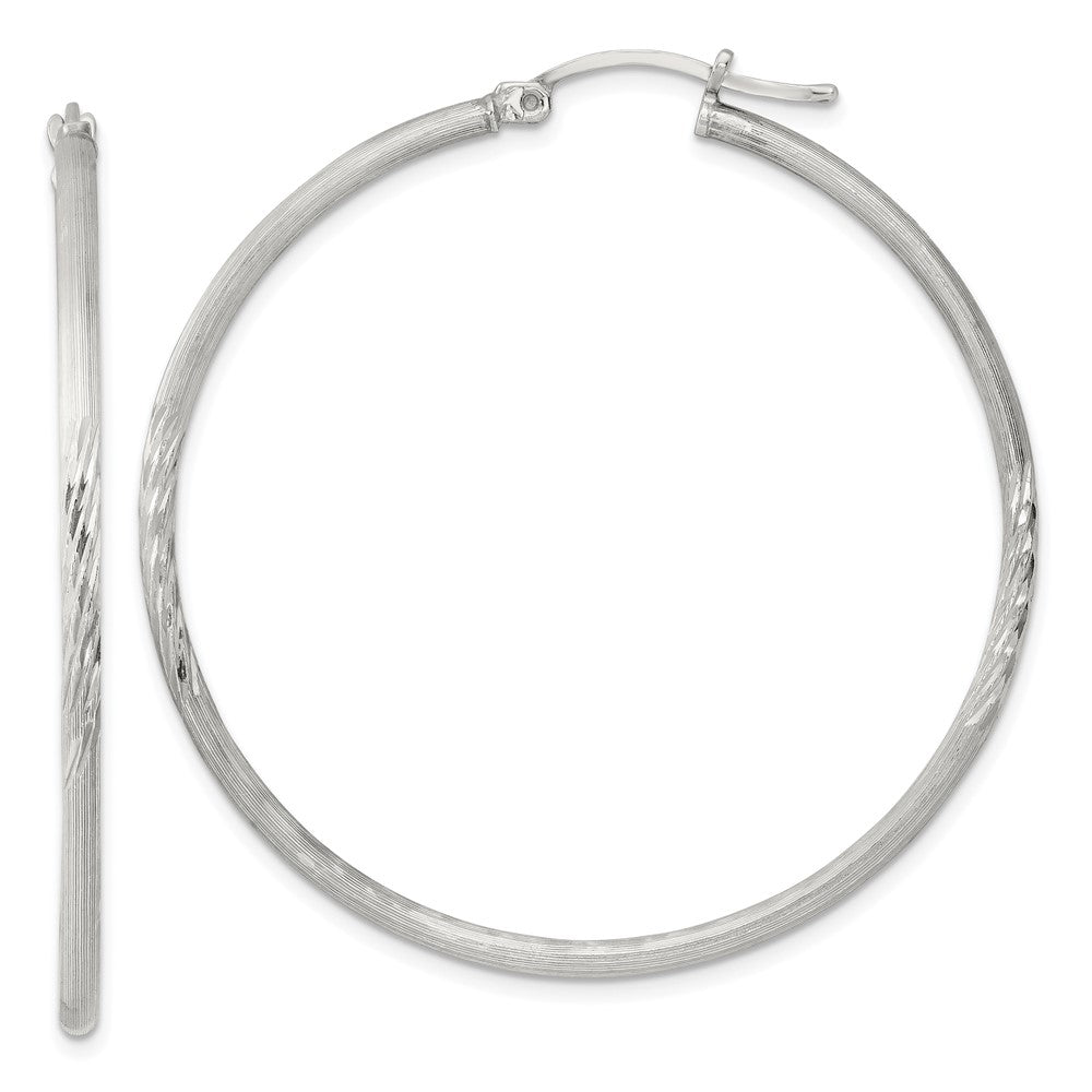 Sterlingsilber 2mm Poliert/satin Diamantiert Creolen