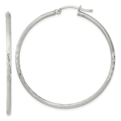 Sterlingsilber 2mm Poliert/satin Diamantiert Creolen