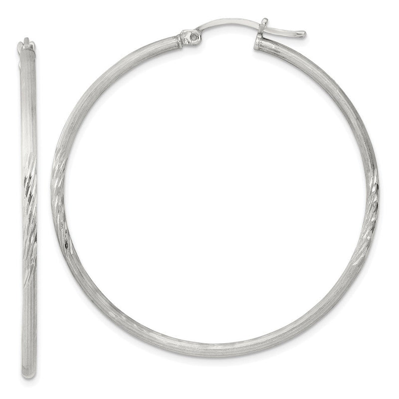 Sterlingsilber 2mm Poliert/satin Diamantiert Creolen